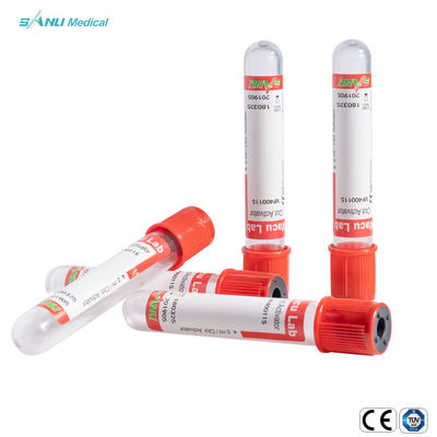 Bộ sưu tập chân không hàng đầu màu đỏ dùng một lần Ống kích hoạt cục máu đông PET CE