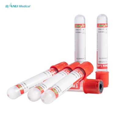 Bộ sưu tập chân không hàng đầu màu đỏ dùng một lần Ống kích hoạt cục máu đông PET CE