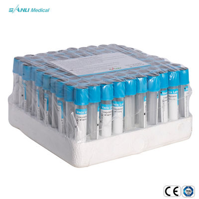 Ống nghiệm đông máu thủy tinh hàng đầu CE ISO Blue với phụ gia 3,2% natri Citrate