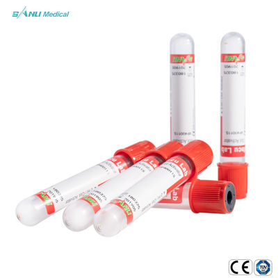Ống hút máu chân không trơn màu đỏ không có chất phụ gia để thu thập và lưu trữ