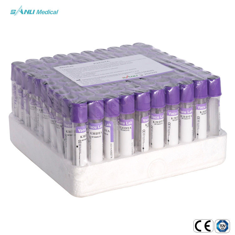 CE ISO Ống lấy máu huyết thanh dùng một lần màu tím 2ml 3ml 4ml 5ml EDTA K2 K3 ống
